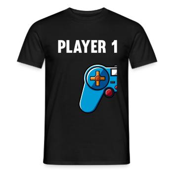 Gamer 1 2 Player Gaming Gaming Console Gift - Men's T-Shirt - black - Front - AI Model Male 178 light (178cm)