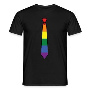 Cravate gay pride arc-en-ciel cadeau de mariage - T-shirt homme - noir - Devant - AI Model Male 178 light (178cm)