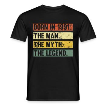 Vintage 1991 91 Birthday Retro Vintage Gift - Men's T-Shirt - black - Front - AI Model Male 178 light (178cm)