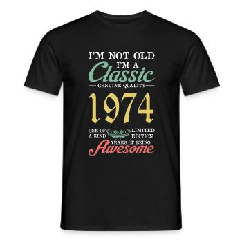 Vintage 1974 74 Birthday Retro Vintage Gift - Men's T-Shirt - black - Front - AI Model Male 178 light (178cm)