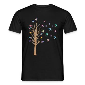 oiseau arbre oiseaux Observer l’essaim d’oiseau Cadeau - T-shirt homme - noir - Devant - AI Model Male 178 light (178cm)
