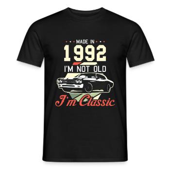 Vintage 1992 92 Birthday Retro Vintage Gift - Men's T-Shirt - black - Front - AI Model Male 178 light (178cm)