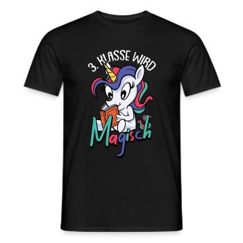 3. Klasse Schule Grundschule Einhorn Geschenk - Männer T-Shirt - Schwarz - Vorne - AI Model Male 178 light (178cm)