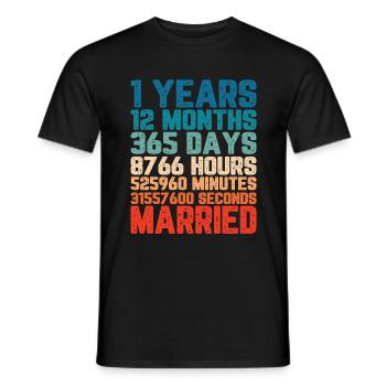 1 an marié Mariage Mariage Dire Cadeau - T-shirt homme - noir - Devant - AI Model Male 178 light (178cm)