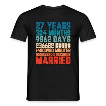 27 ans marié Mariage Mariage Dire Cadeau - T-shirt homme - noir - Devant - AI Model Male 178 light (178cm)