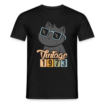 Anniversaire 1973 73 Vintage Cat Vintage Cadeau - T-shirt homme - noir - Devant - AI Model Male 178 light (178cm)
