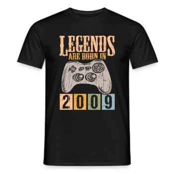 Birthday 2009 09 Gaming Retro Vintage Gift - Men's T-Shirt - black - Front - AI Model Male 178 light (178cm)