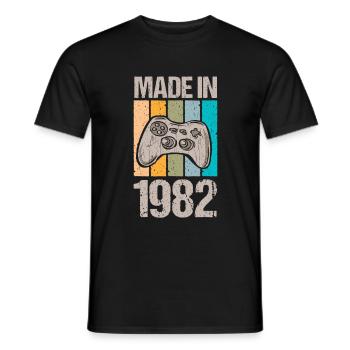 Birthday 1982 82 Gaming Retro Vintage Gift - Men's T-Shirt - black - Front - AI Model Male 178 light (178cm)