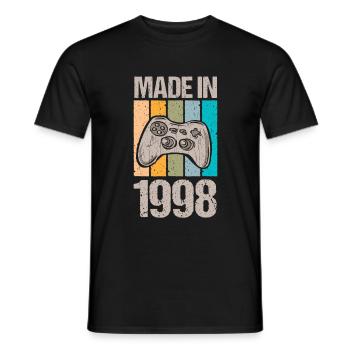 Birthday 1998 98 Gaming Retro Vintage Gift - Men's T-Shirt - black - Front - AI Model Male 178 light (178cm)