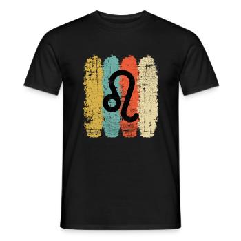 Leo Zodiac Sign Horoscope Retro Bday Gift - Men's T-Shirt - black - Front - AI Model Male 178 light (178cm)