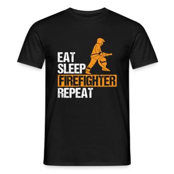 Manger dormir Répéter pompier pompier pompier - T-shirt homme - noir - Devant - AI Model Male 178 light (178cm)