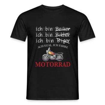 Für Motorradfahrer und Biker mit Motorrad - Männer T-Shirt - Schwarz - Vorne - AI Model Male 178 light (178cm)