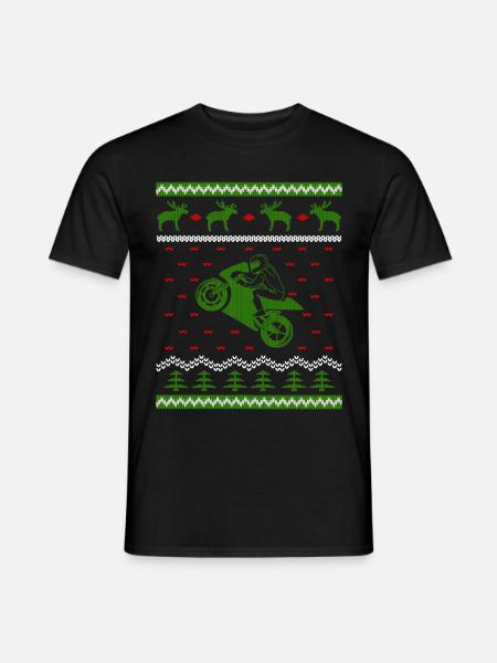 Superbike Motorcycle Ugly Christmas Jumper - Men's T-Shirt - black