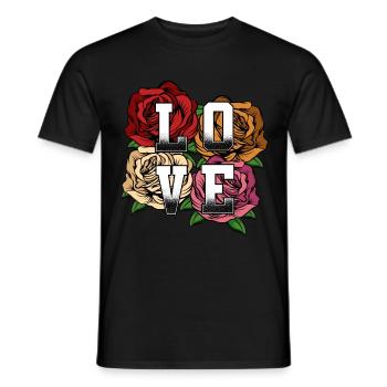 Love roses declaration of love statement gift idea - Men's T-Shirt - black - Front - AI Model Male 178 light (178cm)