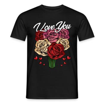 I Love You | Roses Declaration of Love Hearts Gift - Men's T-Shirt - black - Front - AI Model Male 178 light (178cm)