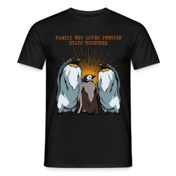 Penguin family statement sayings animal gift - Men's T-Shirt - black - Front - AI Model Male 178 light (178cm)