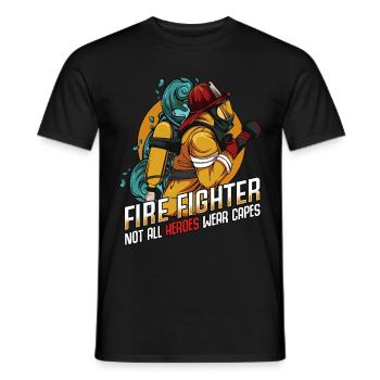 Firefighter superhero statement sayings gift idea - Men's T-Shirt - black - Front - AI Model Male 178 light (178cm)
