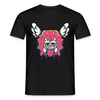 Donut chat licorne - T-shirt homme - noir - Devant - AI Model Male 178 light (178cm)