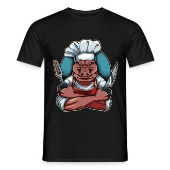 Chef porc porc sanglier cuisine cuisine cuisine animaux sauvages - T-shirt homme - noir - Devant - AI Model Male 178 light (178cm)