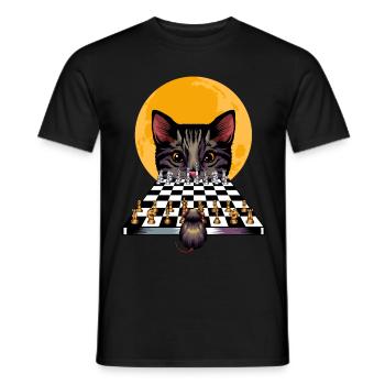 Chat souris jeu d'échecs - T-shirt homme - noir - Devant - AI Model Male 178 light (178cm)
