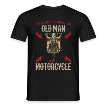 Old Man Motorcyclist Motorcycle Retired Biker - Men's T-Shirt - black - Front - AI Model Male 178 light (178cm)