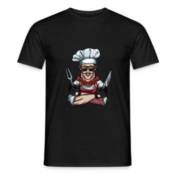 Cool chef chef cooks chef hat - Men's T-Shirt - black - Front - AI Model Male 178 light (178cm)