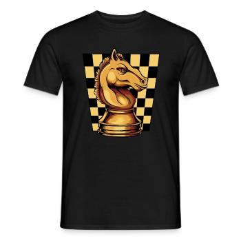 Pièce d'échecs Springer Chessboard - T-shirt homme - noir - Devant - AI Model Male 178 light (178cm)
