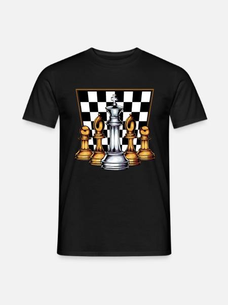 König Dame Läufer Turm Springer Bauer Schachbrett - Männer T-Shirt - Schwarz
