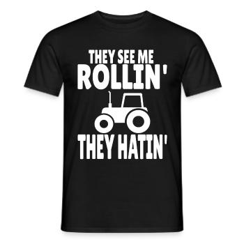 Trekker Tractor Farmer Farmer They see me rollin - Men's T-Shirt - black - Front - AI Model Male 178 light (178cm)