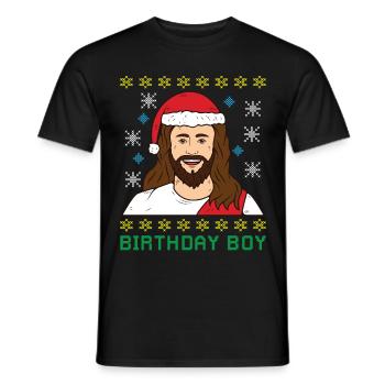 BIRTHDAY BOY Jesus ugly christmas - Männer T-Shirt - Schwarz - Vorne - AI Model Male 178 light (178cm)