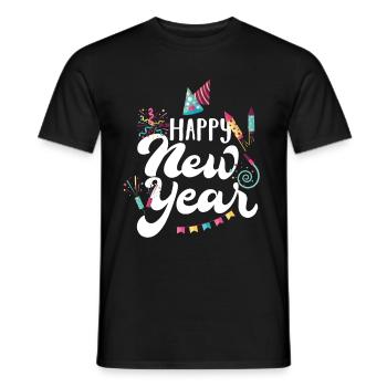 Bonne année non. 39 - T-shirt homme - noir - Devant - AI Model Male 178 light (178cm)