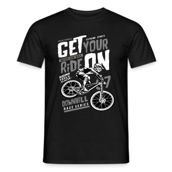 Downhill MTB mountain bike dirt bike enduro - Men's T-Shirt - black - Front - AI Model Male 178 light (178cm)