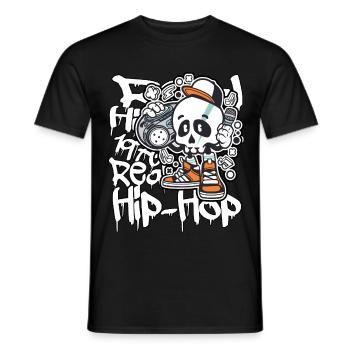 Hip hop skull and crossbones graffiti skater - Men's T-Shirt - black - Front - AI Model Male 178 light (178cm)