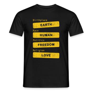 Terre natale - Amour de la liberté humaine - T-shirt homme - noir - Devant - AI Model Male 178 light (178cm)
