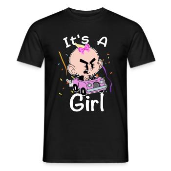 It's A Girl Car Parade Baby Birthday Gender Reveal - T-shirt homme - noir - Devant - AI Model Male 178 light (178cm)