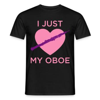 oboe oboist oboist player brass music sound player - Men's T-Shirt - black - Front - AI Model Male 178 light (178cm)