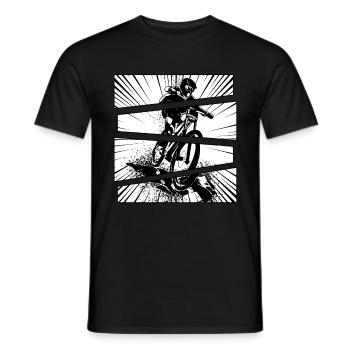 Bicycle sport mountain biker offroad split - Men's T-Shirt - black - Front - AI Model Male 178 light (178cm)