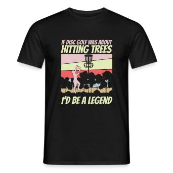 Funny Disc Golf Tree Beating Legend - Men's T-Shirt - black - Front - AI Model Male 178 light (178cm)