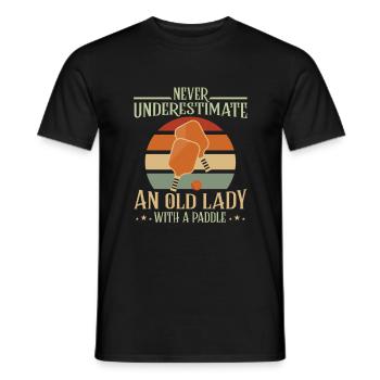 Pickleball old lady with a paddle - Men's T-Shirt - black - Front - AI Model Male 178 light (178cm)