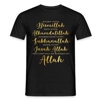 Start with Bismillah & Alhamdulillah Allah M - Men's T-Shirt - black - Front - AI Model Male 178 light (178cm)
