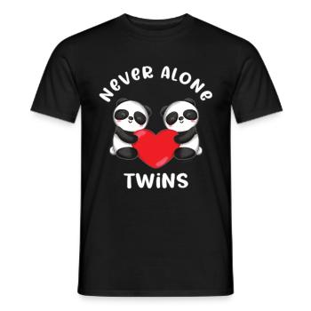 Panda Bears avec cœur frère Love Twins - T-shirt homme - noir - Devant - AI Model Male 178 light (178cm)