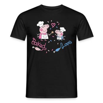 Peppa Pig Design Baked With Love - T-shirt homme - noir - Devant - AI Model Male 178 light (178cm)