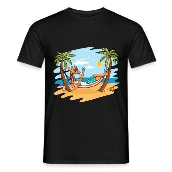 Drôle de girafe sur le cadeau de vacances d'été de plage - T-shirt homme - noir - Devant - AI Model Male 178 light (178cm)
