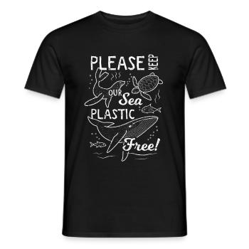Please Keep the Sea Plastic Free Marine Animals - Men's T-Shirt - black - Front - AI Model Male 178 light (178cm)