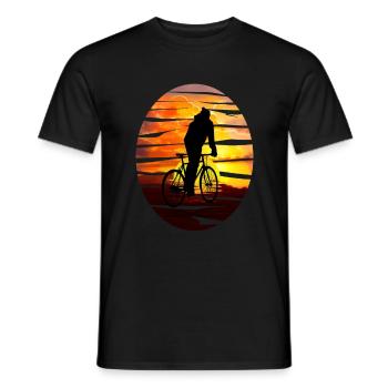 Bicyclist at sunset - gift idea - Men's T-Shirt - black - Front - AI Model Male 178 light (178cm)