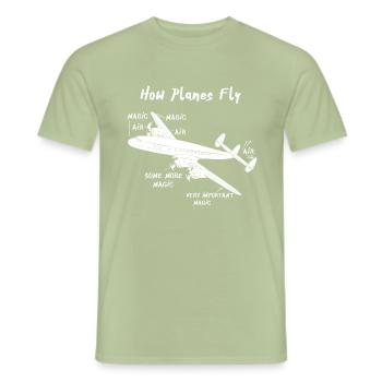 How planes fly - Men's T-Shirt - sage - Front - AI Model Male 178 light (178cm)