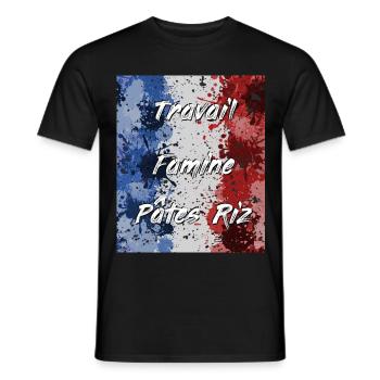 Travail Famine Pâtes Riz - T-shirt homme - noir - Devant - AI Model Male 178 light (178cm)