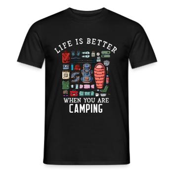 Life Is Better When You Are Camping - Men's T-Shirt - black - Front - AI Model Male 178 light (178cm)