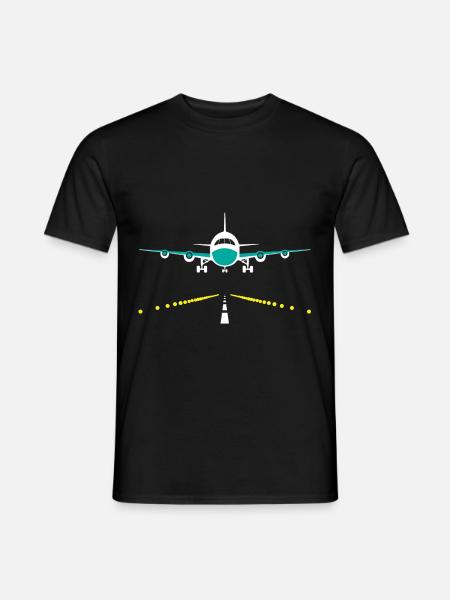 Plane lands, airport - Men's T-Shirt - black