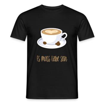 Kaffee Herz Kaffeebohnen Kaffeetasse Kaffeetrinker - Männer T-Shirt - Schwarz - Vorne - AI Model Male 178 light (178cm)